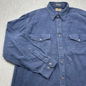 St Johns Bay Heavyweight Flannel Shirt Mens Large? Blue Button Up Pockets
